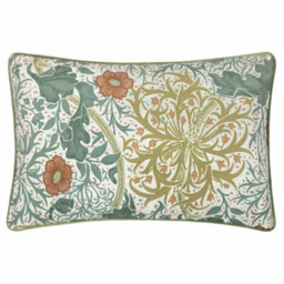 Morris & Co Seaweed Printed Velvet Feather Rich Cushion - thumbnail 1