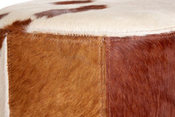 Orsina Brown & White Genuine Cowhide Ottoman,soft Padded Leather Footstool With Stitched Detailing,pouffe Stool - thumbnail 4