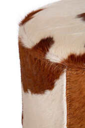 Orsina Brown & White Genuine Cowhide Ottoman,soft Padded Leather Footstool With Stitched Detailing,pouffe Stool - thumbnail 3