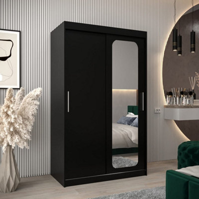 Arte Uppsala T2 Sliding Door Wardrobe 120Cm In Black - Bold, Mirrored Storage For Modern Spaces - image 1