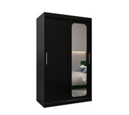 Arte Uppsala T2 Sliding Door Wardrobe 120Cm In Black - Bold, Mirrored Storage For Modern Spaces - thumbnail 2