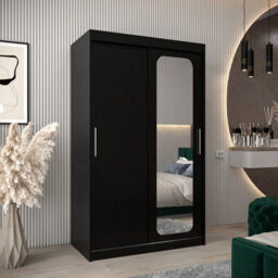 Arte Uppsala T2 Sliding Door Wardrobe 120Cm In Black - Bold, Mirrored Storage For Modern Spaces - thumbnail 1