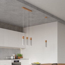 Luminosa Lighting Luminosa Zane Bar Pendant Ceiling Light Concrete Grey, Natural Wood, 30Cm - thumbnail 7
