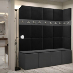 Orion Ii Hallway Set Graphite Shoe Cabinet Hangers Black Panels