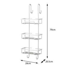House Of Home Shower Caddy 3 Tier Large Aluminium Over Door Bathroom Storage Rack Organiser Silver - thumbnail 2