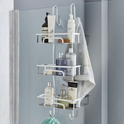 House Of Home Shower Caddy 3 Tier Large Aluminium Over Door Bathroom Storage Rack Organiser Silver