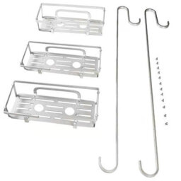 House Of Home Shower Caddy 3 Tier Large Aluminium Over Door Bathroom Storage Rack Organiser Silver - thumbnail 5