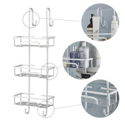 House Of Home Shower Caddy 3 Tier Large Aluminium Over Door Bathroom Storage Rack Organiser Silver - thumbnail 4