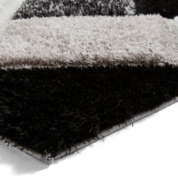 Black White Shaggy Geometric Modern Rug For Living Room Bedroom And Dining Room-80Cm X 150Cm - thumbnail 6