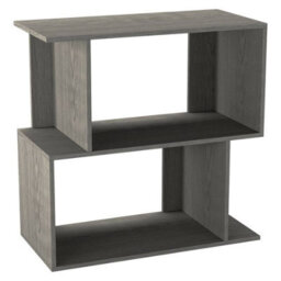Urbn-Living Urbnliving 60Cm Width Cedar Grey 2-Tier Bookcase Irregular Storage Shelf Wooden Shelving Display Organiser Unit - thumbnail 3