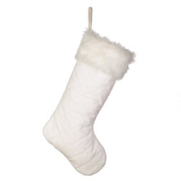 Dibor Faux Fur Cuff White Quilted Xmas Christmas Gift Bag Christmas Stocking For Kids - thumbnail 2