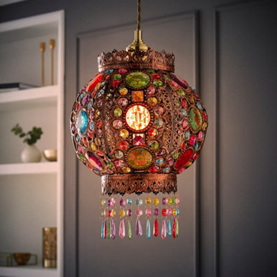 Valuelights Bazaar Moroccan Jewelled Bronze Ceiling Lamp Shade And Bulb - image 1