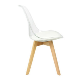 Fusion Living Soho Clear And Vanilla Plastic Dining Chair With Squared Light Wood Legs - thumbnail 5