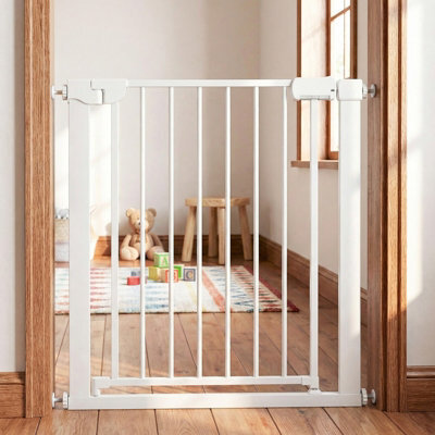 Costway Baby Gate For Stairs Auto-Close Door Gate Safety Child Fence-White - image 1