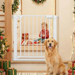 Costway Baby Gate For Stairs Auto-Close Door Gate Safety Child Fence-White - thumbnail 9