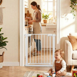 Costway Baby Gate For Stairs Auto-Close Door Gate Safety Child Fence-White - thumbnail 8