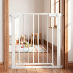 Costway Baby Gate For Stairs Auto-Close Door Gate Safety Child Fence-White - thumbnail 1