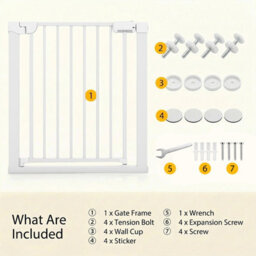 Costway Baby Gate For Stairs Auto-Close Door Gate Safety Child Fence-White - thumbnail 4
