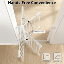 Costway Baby Gate For Stairs Auto-Close Door Gate Safety Child Fence-White - thumbnail 7