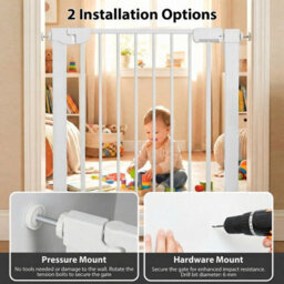 Costway Baby Gate For Stairs Auto-Close Door Gate Safety Child Fence-White - thumbnail 6