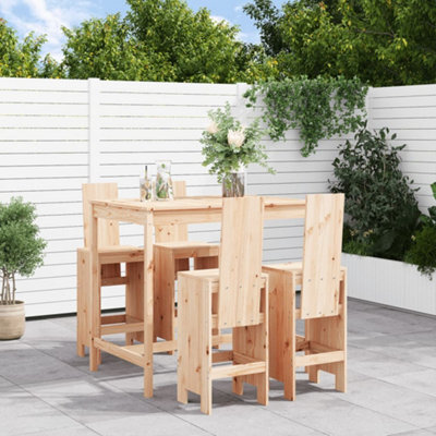 Berkfield 5 Piece Garden Bar Set Solid Wood Pine - image 1