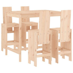 Berkfield 5 Piece Garden Bar Set Solid Wood Pine - thumbnail 2