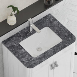 Royal Bathrooms Henley 800mm Gloss White Floor Standing Vanity Unit 2 Door With Undrilled Black Star Top & Chrome Knob - thumbnail 6
