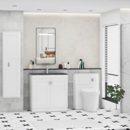 Royal Bathrooms Henley 800mm Gloss White Floor Standing Vanity Unit 2 Door With Undrilled Black Star Top & Chrome Knob - thumbnail 3