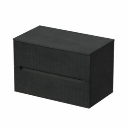 Affine 800mm Bathroom Vanity Unit Black Countertop Wall Hung Black Fluted Unit No Basin - thumbnail 4