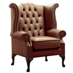 Chesterfield High Back Wing Chair Shelly Castagna Leather Bespoke In Queen Anne Style - thumbnail 1