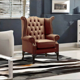 Chesterfield High Back Wing Chair Shelly Castagna Leather Bespoke In Queen Anne Style - thumbnail 2
