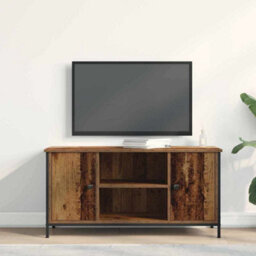 Berkfield Tv Cabinet Old Wood 100X40X50 Cm Engineered Wood And Steel - thumbnail 4