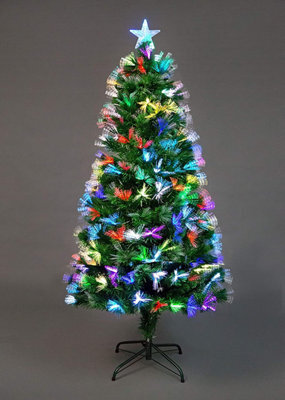 Shatchi 6Ft/180Cm Flowers Fibre Optic Christmas Tree Led Pre-Lit