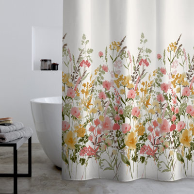Catherine Lansfield Countryside Floral 180X180Cm Shower Curtain Pink - image 1