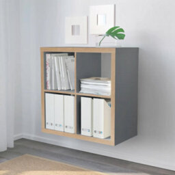 Grey/wood Effect Cube Storage 77X77Cm Shelving Unit Bookcase Organizer Display - thumbnail 3