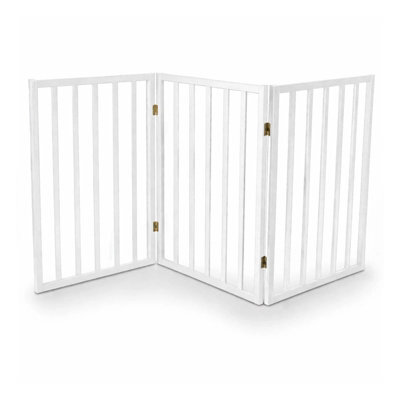 White Folding Wooden Pet Gate Portable Indoor Barrier - image 1