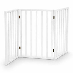 White Folding Wooden Pet Gate Portable Indoor Barrier - thumbnail 6