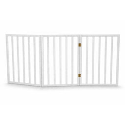 White Folding Wooden Pet Gate Portable Indoor Barrier - thumbnail 5