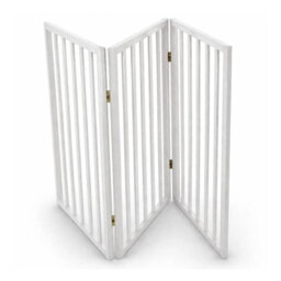 White Folding Wooden Pet Gate Portable Indoor Barrier - thumbnail 3