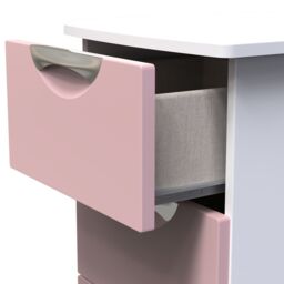 Rovigo Ready Assembled Matt White & Pink 3 Drawer Bedside Chest (H)692mm (W)395mm (D)411mm - thumbnail 4