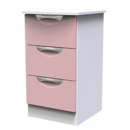 Rovigo Ready Assembled Matt White & Pink 3 Drawer Bedside Chest (H)692mm (W)395mm (D)411mm - thumbnail 2