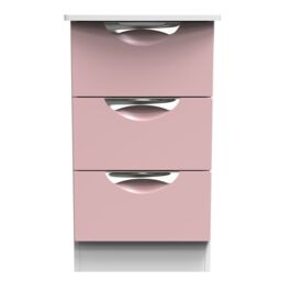 Rovigo Ready Assembled Matt White & Pink 3 Drawer Bedside Chest (H)692mm (W)395mm (D)411mm - thumbnail 5