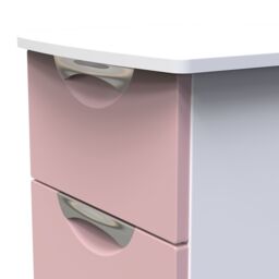 Rovigo Ready Assembled Matt White & Pink 3 Drawer Bedside Chest (H)692mm (W)395mm (D)411mm - thumbnail 3