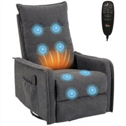Homcom Massage Recliner Armchair, Swivel Rocking Recliner Chair, Dark Grey - thumbnail 2