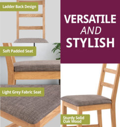 Hallowood Furniture Camberley Oak Butterfly Extending Dining Table With 4 Ladder Back Chairs In Light Grey Fabric Seats - thumbnail 5