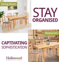 Hallowood Furniture Camberley Oak Butterfly Extending Dining Table With 4 Ladder Back Chairs In Light Grey Fabric Seats - thumbnail 6