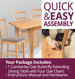 Hallowood Furniture Camberley Oak Butterfly Extending Dining Table With 4 Ladder Back Chairs In Light Grey Fabric Seats - thumbnail 7
