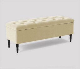 90Cm Swiss Chesterfield Ottoman Storage Bench- Plush Velvet Shoe Bench - Cream Upholstery Footstool With Storage - thumbnail 3