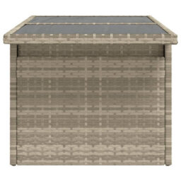 Vidaxl Garden Table With Glass Top Light Grey 100X55X73 Cm Poly Rattan - thumbnail 6