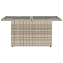Vidaxl Garden Table With Glass Top Light Grey 100X55X73 Cm Poly Rattan - thumbnail 5